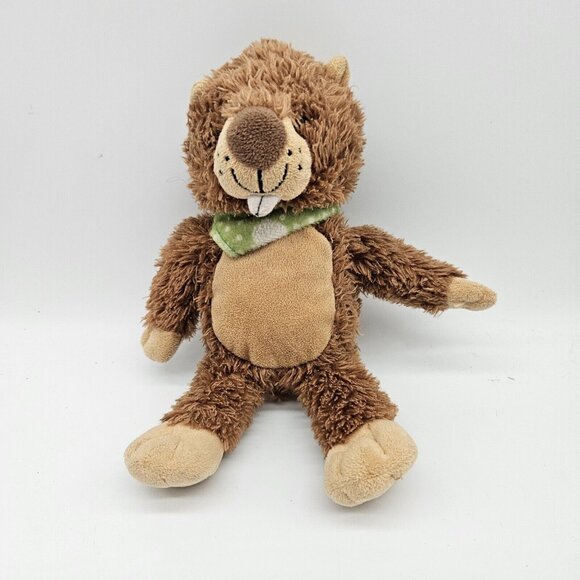 Kinder Beaver Brown Plush Green Bandana 8" Stuffed Toy Ferrero Rocher Mascot - Picture 1 of 2
